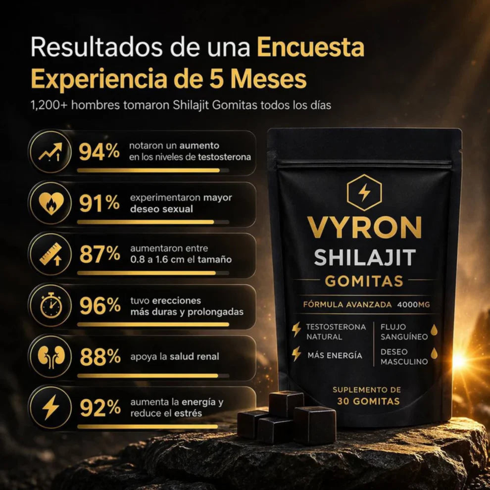 VYRON Shilajit 4000mg en Gomitas- Mas Energía y Deseo maculino PAGUE 1 LLEVA 2