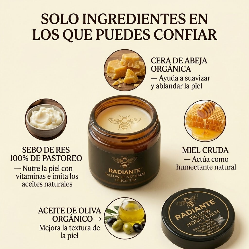 BALSAMO DE SEBO DE RES Y MIEL RADIANTE™.
